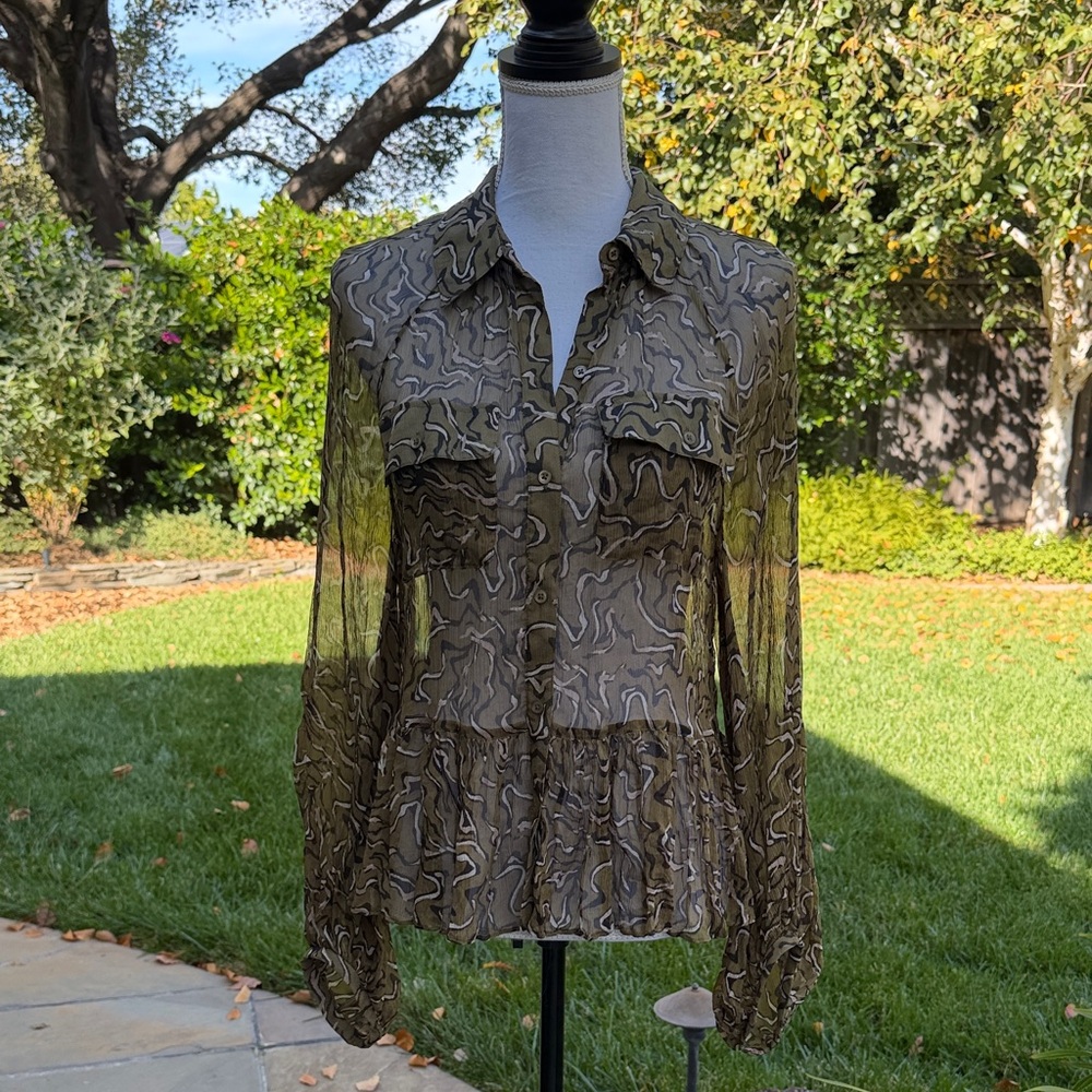 Silk Balloon-Sleeve Blouse by Joie